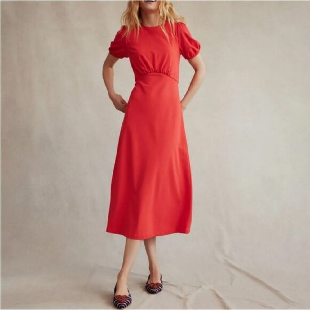 Boden Nancy Ponte Midi Dress Poppy Red Size 10 NWT Career Work NEW